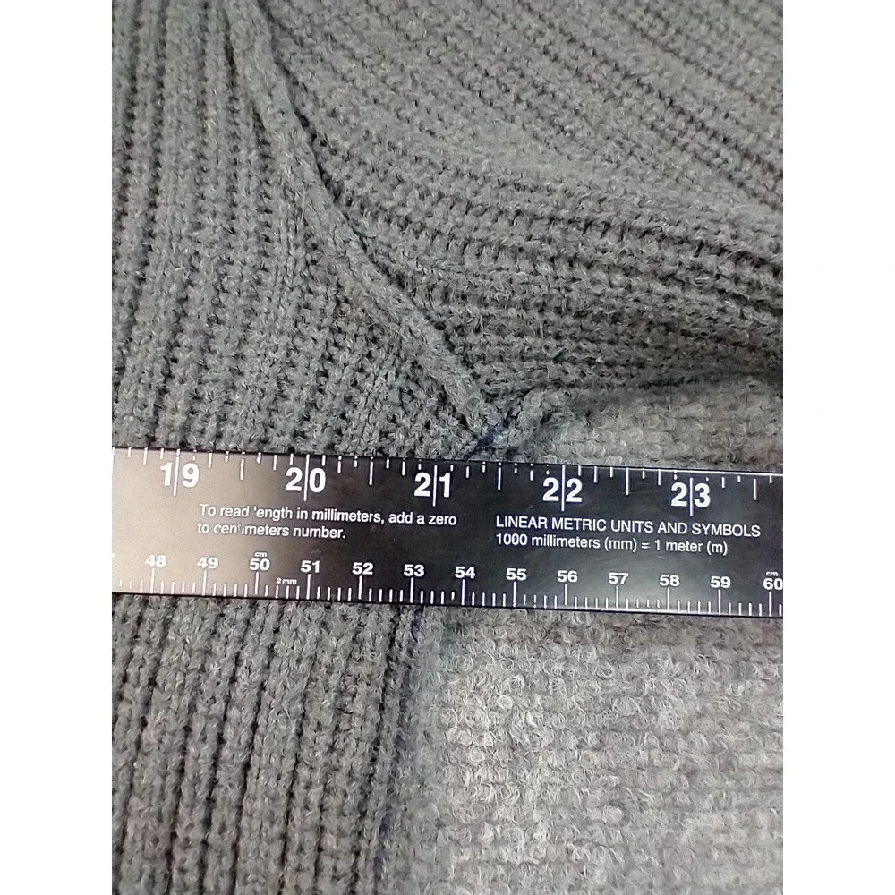 American Eagle Sweater Mens Large Grey Ribbed Knit Cotton Wool Crew Neck